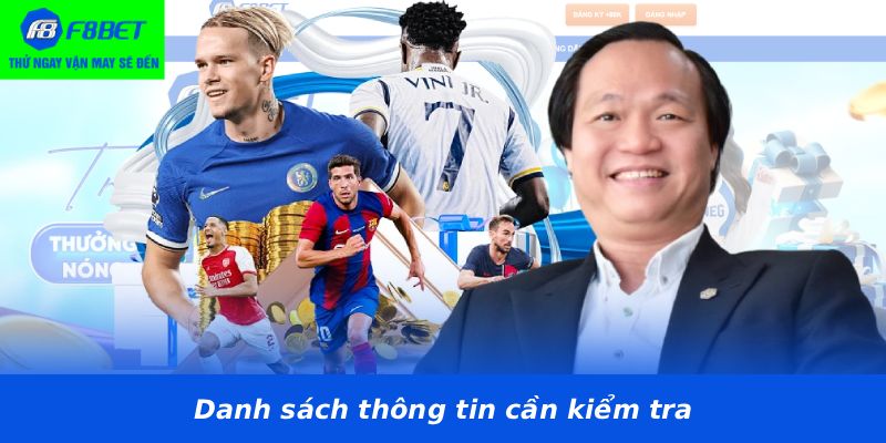 Danh sách thông tin cần kiểm tra