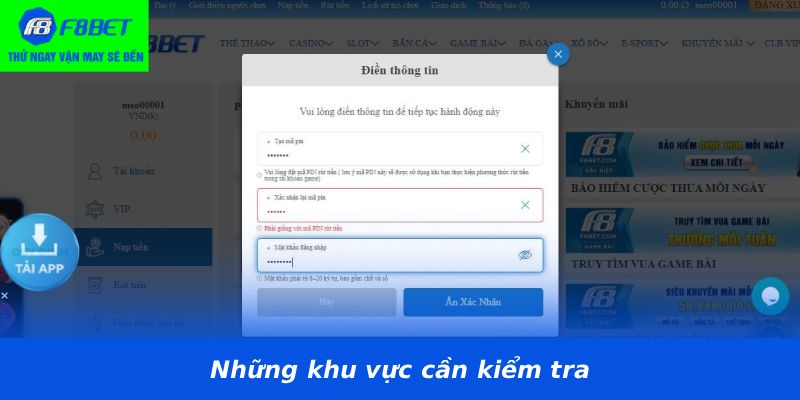 Những khu vực cần kiểm tra
